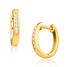 Load image into Gallery viewer, 9ct Yellow Gold Splendid Diamond Hoop Earrings