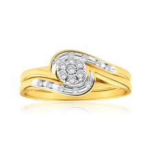 Load image into Gallery viewer, 9ct Yellow Gold 2 Ring Bridal Set With 0.15 Carats Of Light Champagne Diamonds