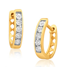 Load image into Gallery viewer, 9ct Yellow Gold Sublime Diamond Hoop Earrings