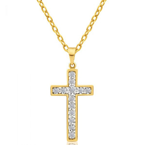9ct Yellow Gold Diamond Cross Pendant