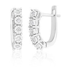 Load image into Gallery viewer, 9ct White Gold Diamond Enticing Hoop Earrings