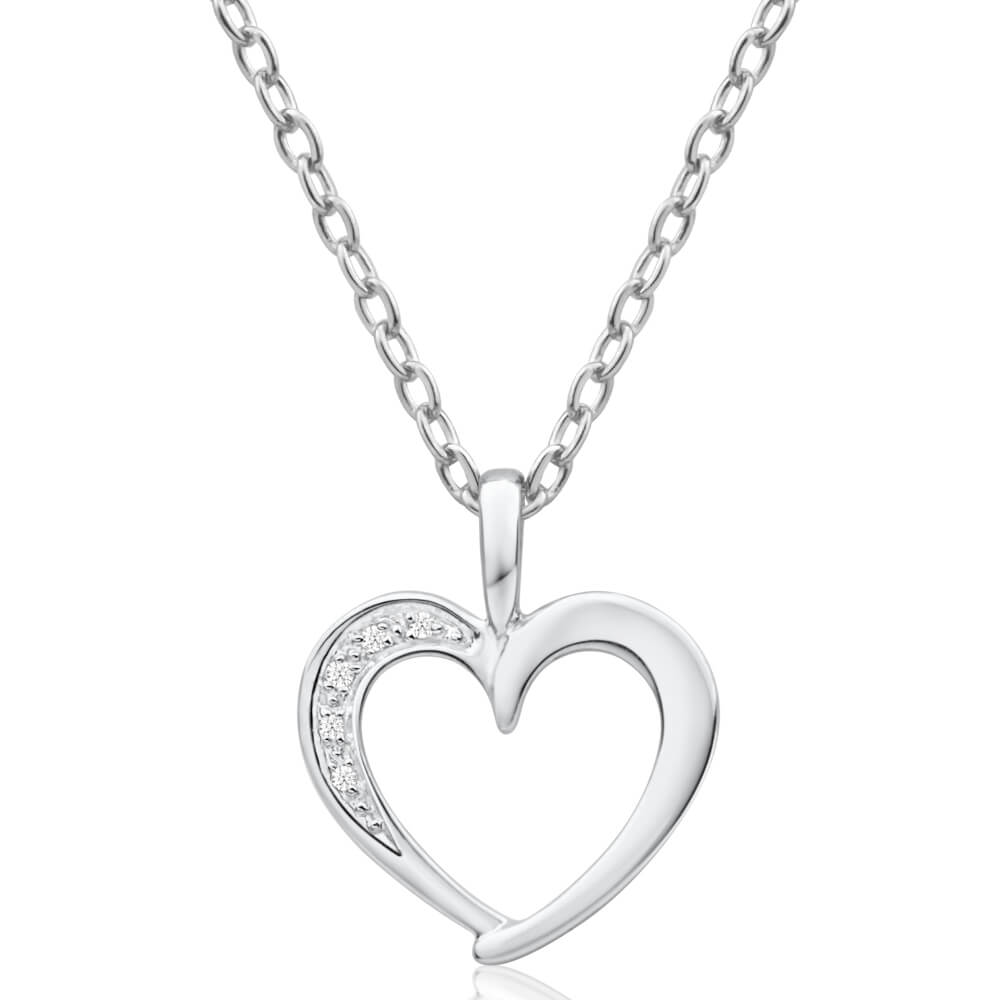 9ct Superb White Gold Diamond Heart Pendant