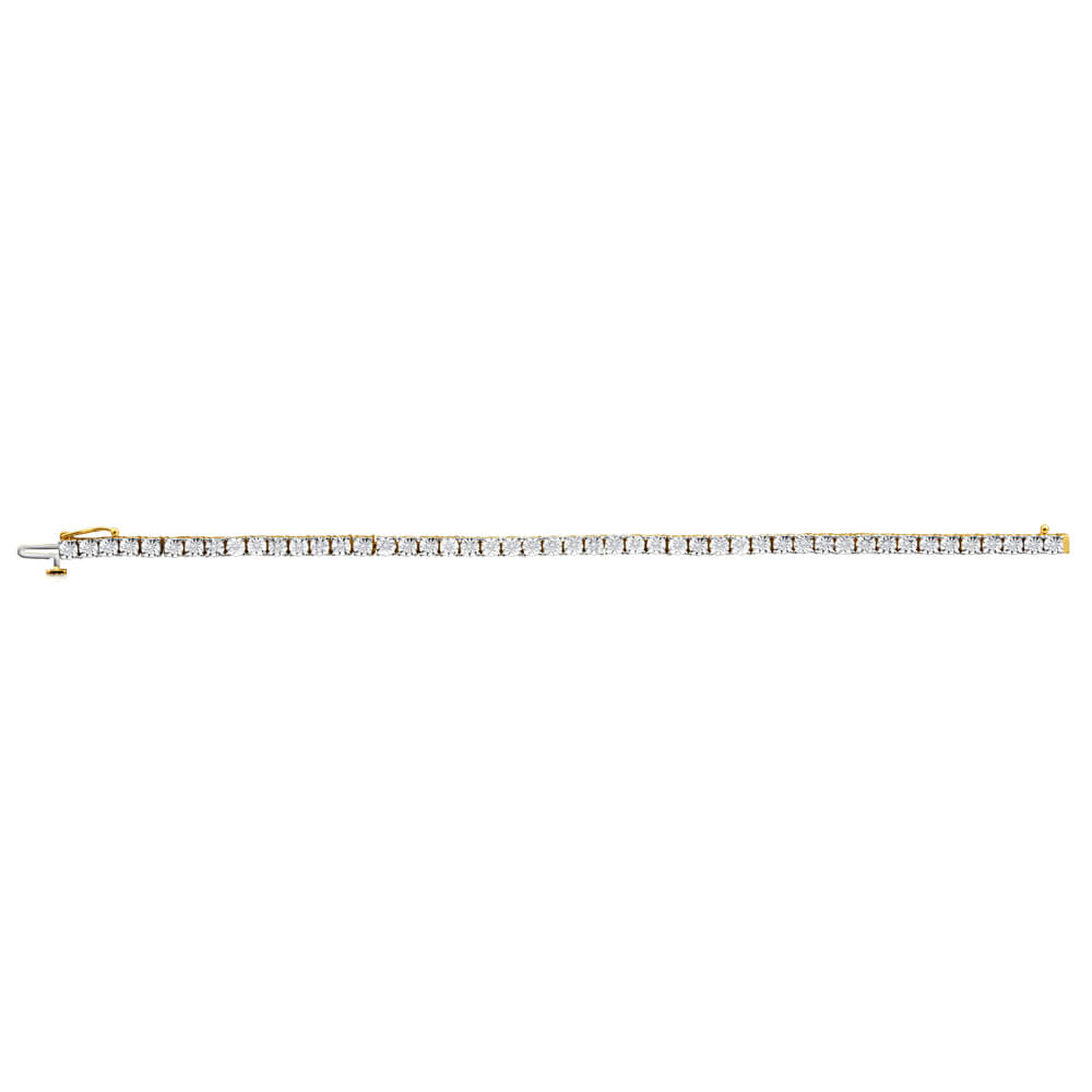 9ct Charming 1/4 Carat Yellow Gold Diamond Tennis Bracelet 18cm