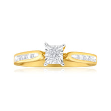 Load image into Gallery viewer, 9ct Yellow Gold Ring With 0.15 Carats Of Claw Set Diamonds