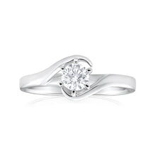 Load image into Gallery viewer, 9ct White Gold Solitaire Ring With 3/8 Carat 6 Claw Set Diamond