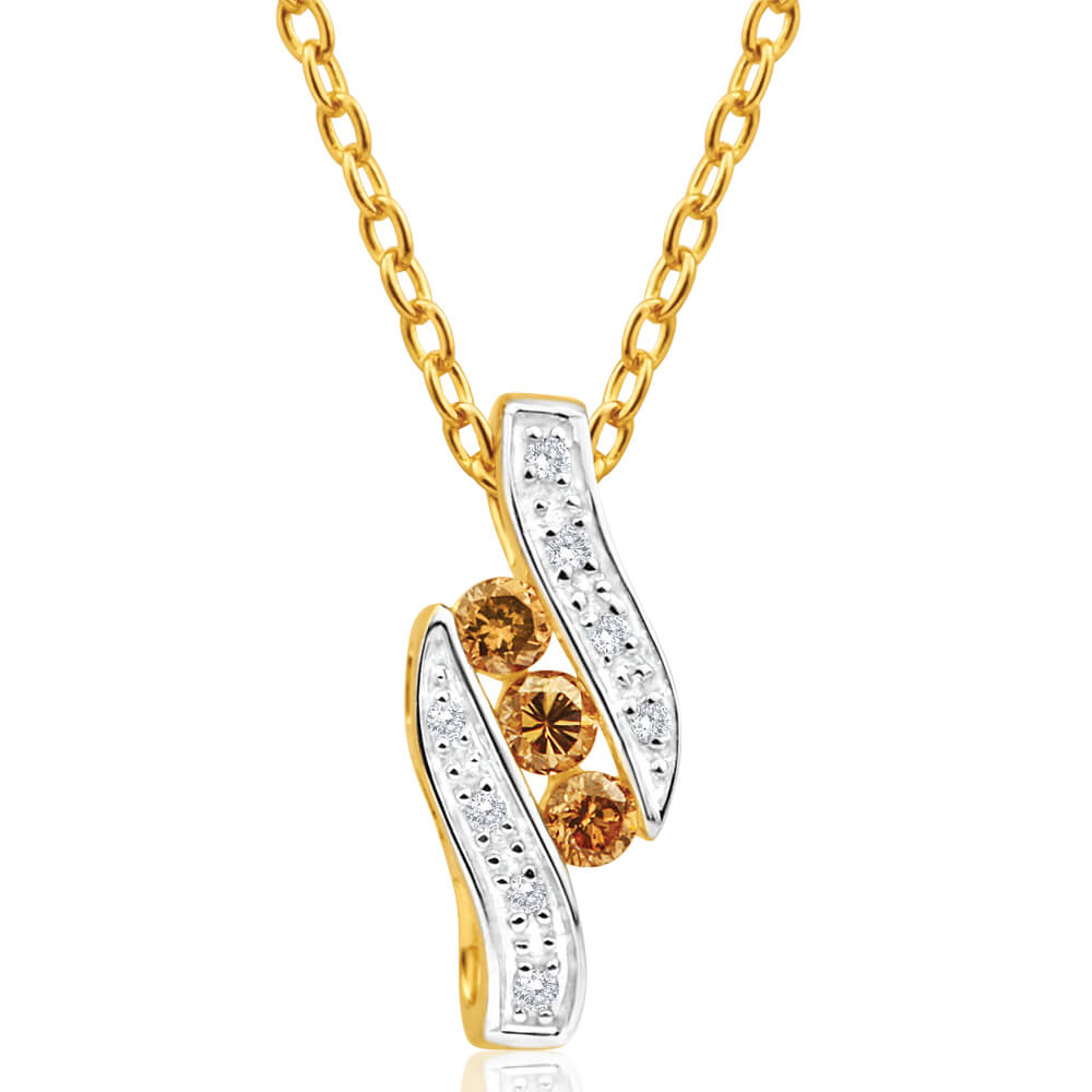Australian Diamond 9ct Yellow Gold 1/5 Carat Diamond Pendant
