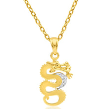 Load image into Gallery viewer, 9ct Yellow Gold Diamond Dragon Pendant
