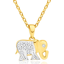 Load image into Gallery viewer, 9ct Yellow Gold Diamond Elephant Pendant- Elephants Symbolise Good Luck