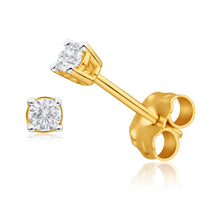 Load image into Gallery viewer, 9ct Yellow Gold Enticing Diamond Stud Earrings
