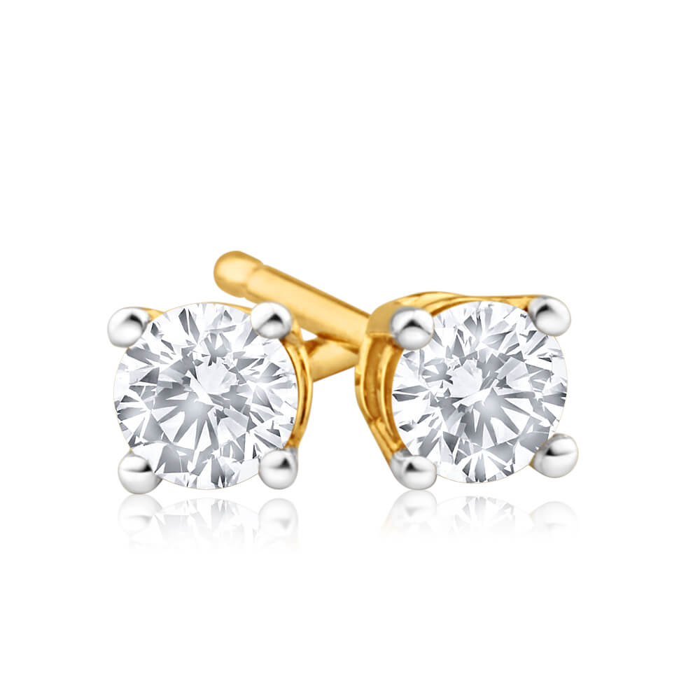 9ct Yellow Gold Exquisite Diamond Stud Earrings