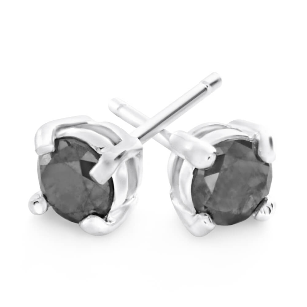 Sterling Silver 3/4 Carat Black Diamond Stud Earrings Shiels Jewellers