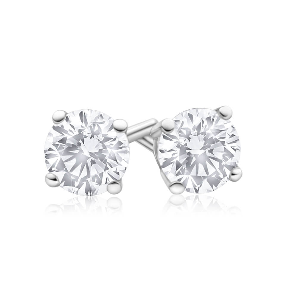 18ct White Gold 3/4 Carat Diamond Stud Earrings