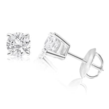 Load image into Gallery viewer, 18ct White Gold Screwback Stud Earrings With 1 Carat Of Diamonds