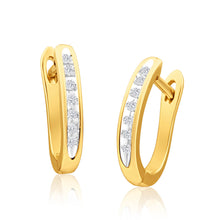 Load image into Gallery viewer, 9ct Radiant Yellow Gold Diamond Hoop Earrings