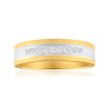Load image into Gallery viewer, 9ct Yellow Gold &amp; White Gold Mens Ring With 0.2 Carats Of Diamonds