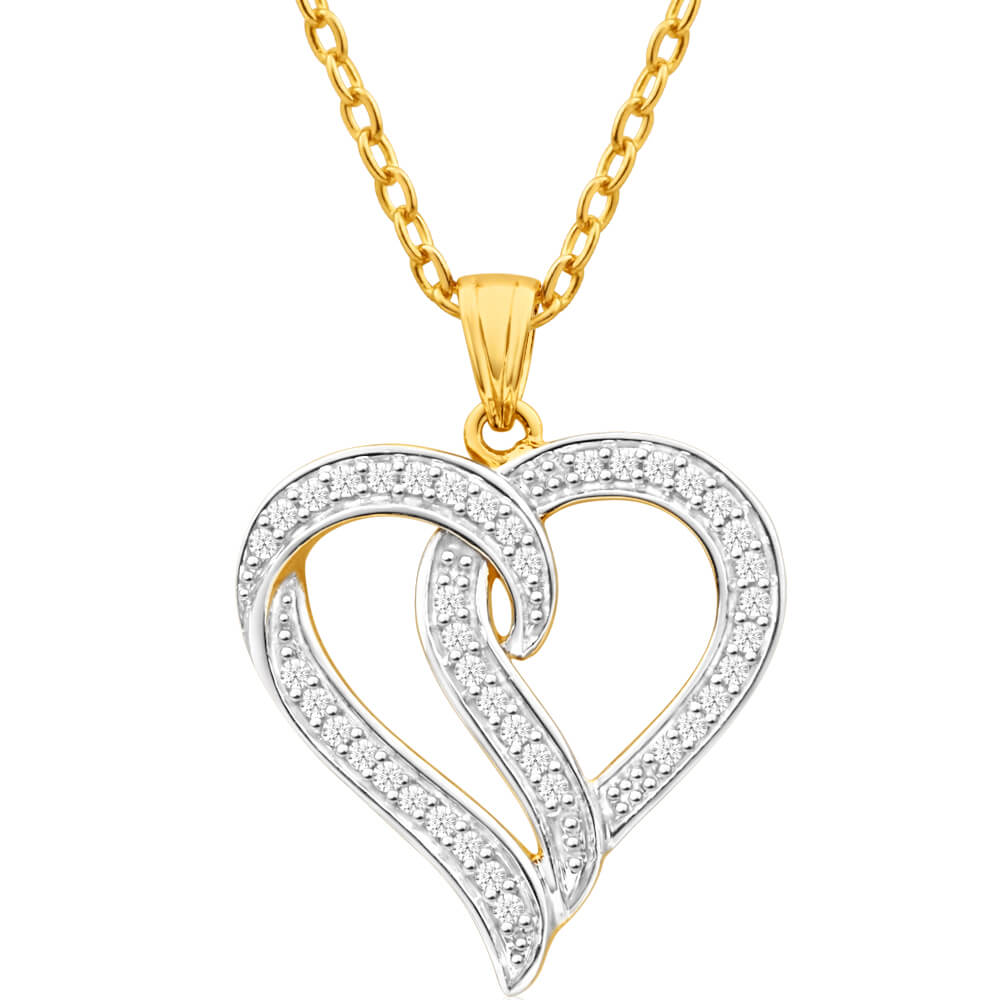9ct Yellow Gold 1/4 Carat Diamond Heart Pendant