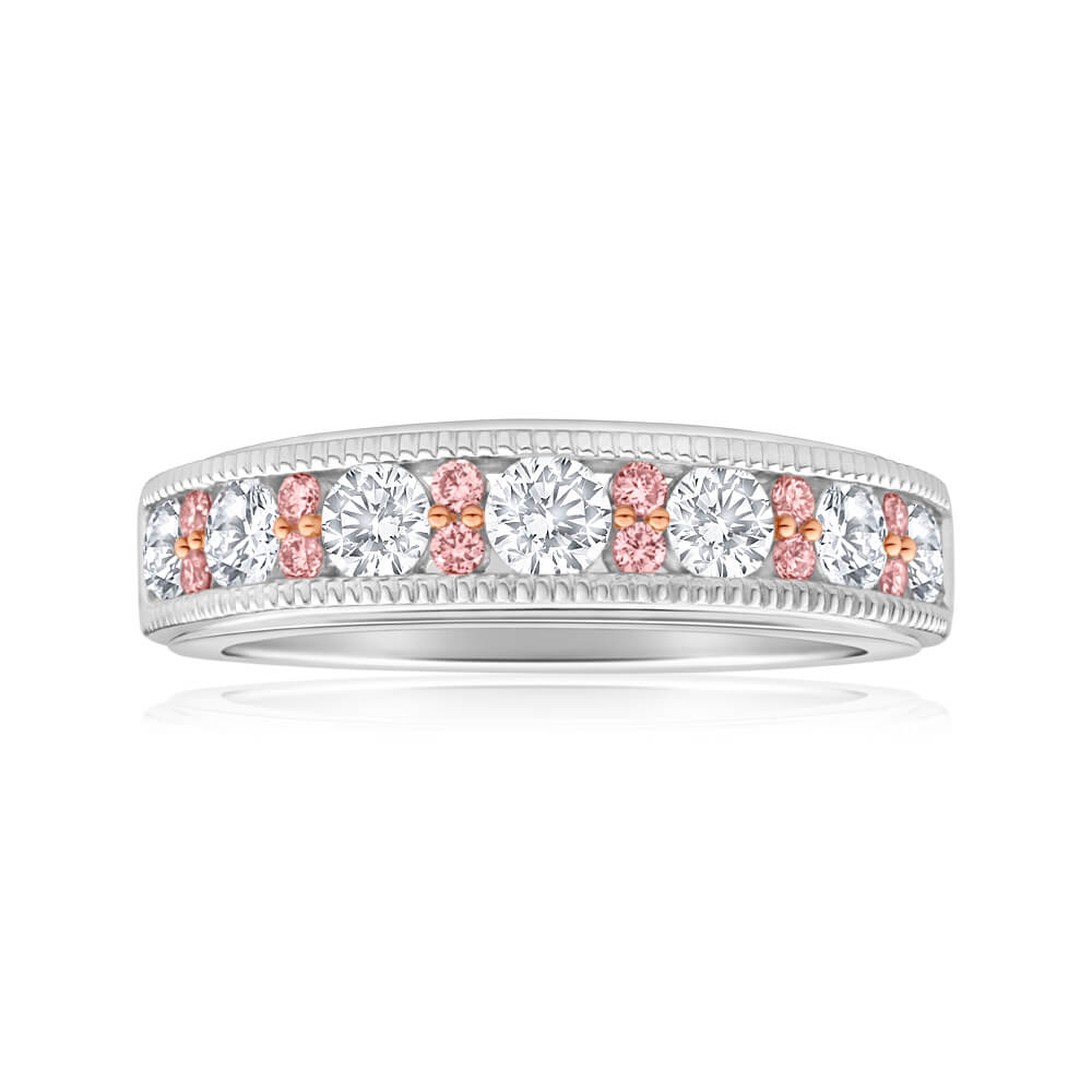 Pink Diamond 18ct White Gold Channel Set Diamond Ring