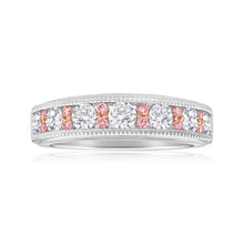 Load image into Gallery viewer, Pink Diamond 18ct White Gold Channel Set Diamond Ring