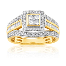 Load image into Gallery viewer, 9ct Yellow Gold 1 Carat Diamond Ring Set With 86  Diamonds
