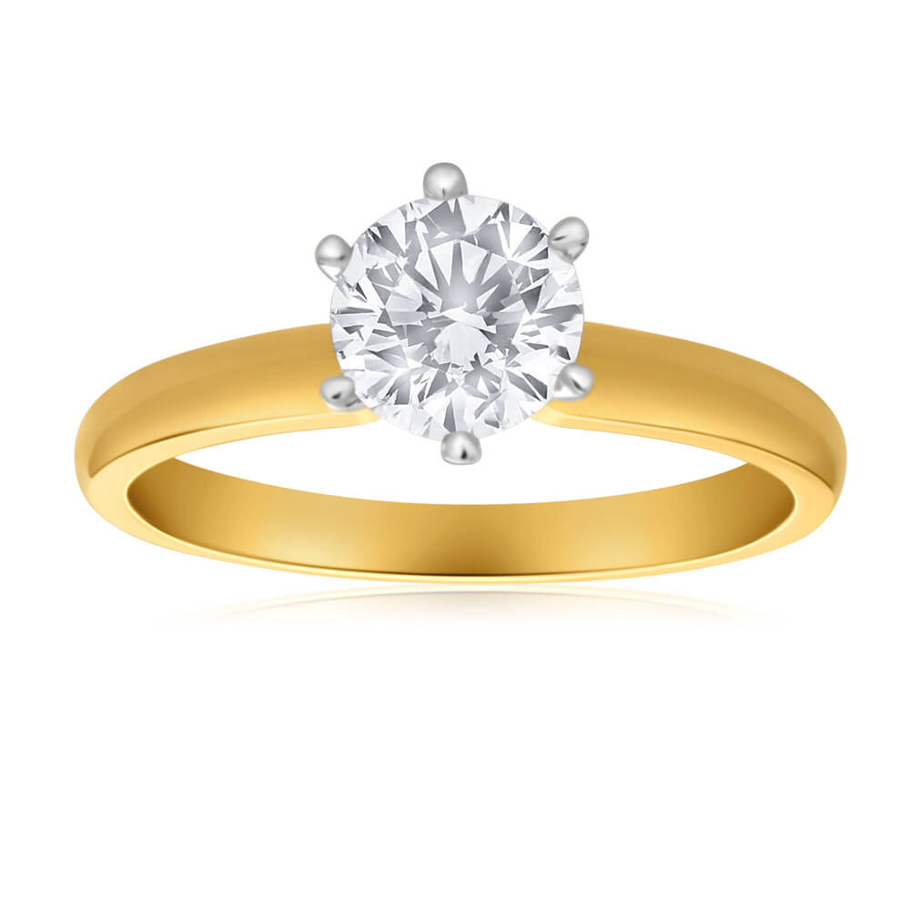 18ct Yellow Gold Solitaire Ring With 1 Carat Diamond