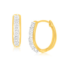 Load image into Gallery viewer, 9ct Charming Yellow Gold Diamond Hoop Earrings