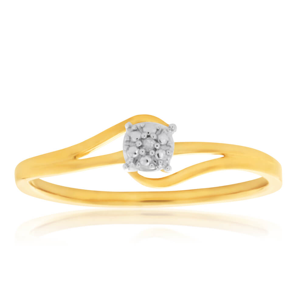 9ct Yellow Gold HJ Bead Set Diamond Ring