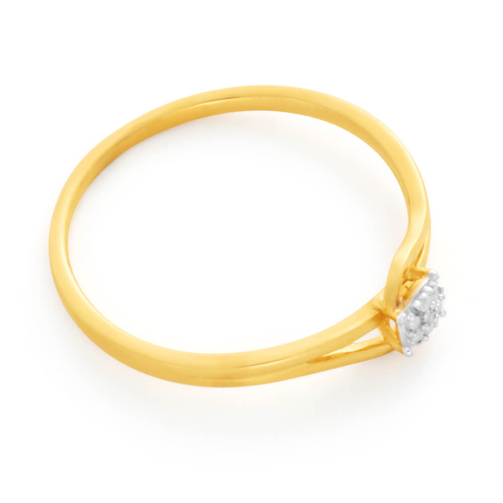 9ct Yellow Gold HJ Bead Set Diamond Ring