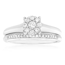 Load image into Gallery viewer, 9ct White Gold 2 Ring Bridal Set With 0.3 Carats Of Brilliant Cut Diamonds