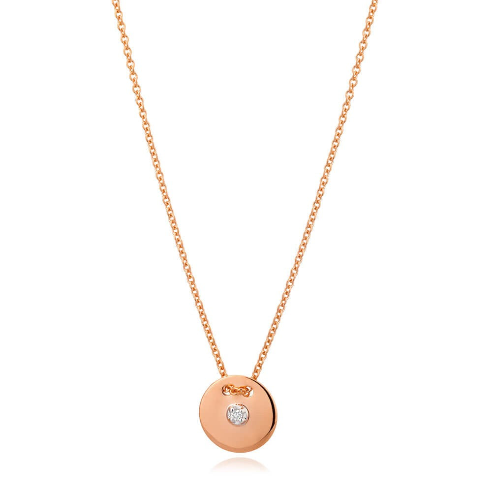9ct Rose Gold Diamond Pendant on 39-45cm Adjustable Chain