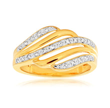 Load image into Gallery viewer, 9ct Yellow Gold Diamond Ring Set with 22 Stunning Brilliant Diamonds