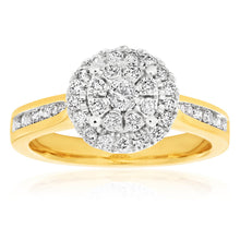 Load image into Gallery viewer, 9ct Yellow Gold Diamond Ring Set with 1/2 Carat 38 Stunning Brilliant Diamonds