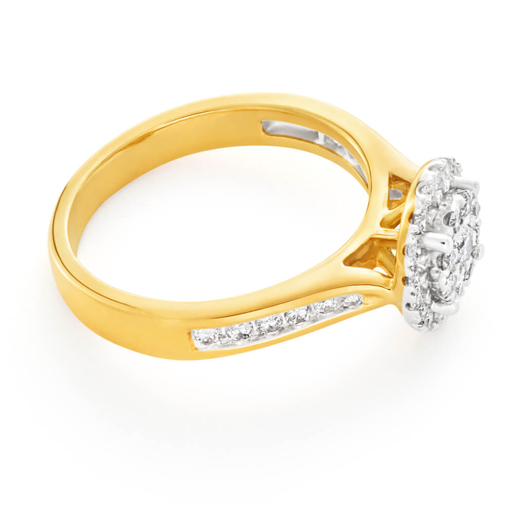 9ct Yellow Gold Diamond Ring Set with 1/2 Carat 38 Stunning Brilliant Diamonds