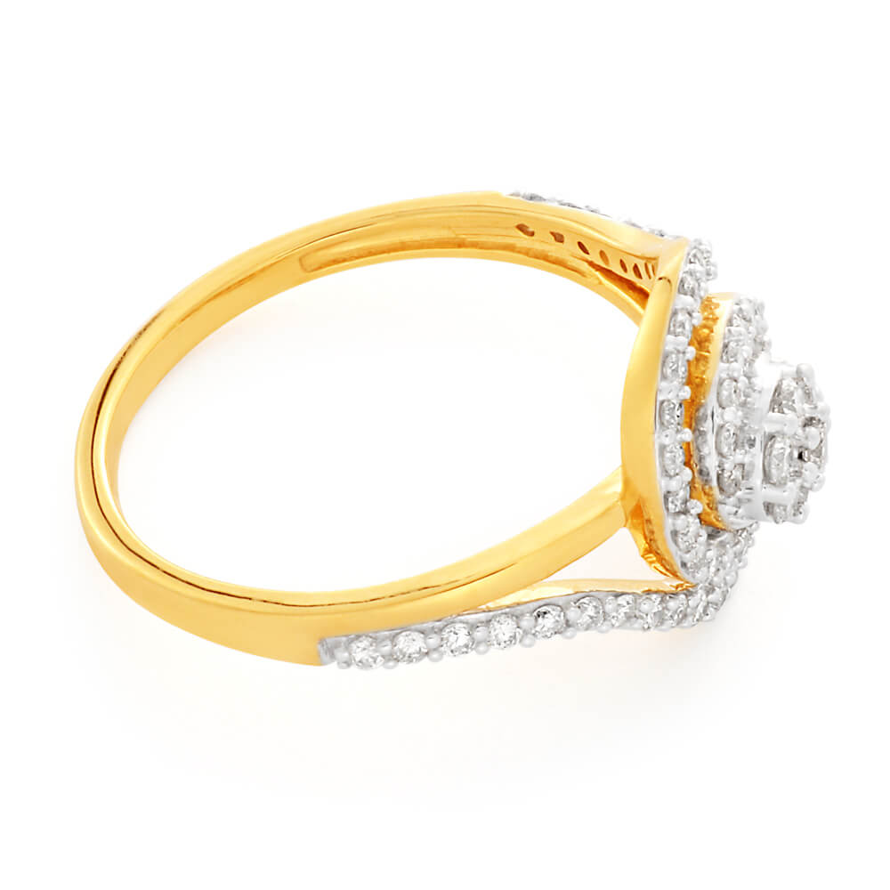 9ct Yellow Gold Diamond Ring Set with 59 Stunning Brilliant Diamonds