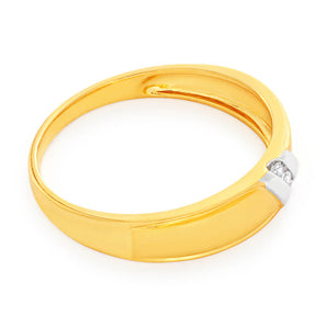3 Diamonds Mens Ring in 9ct Yellow Gold
