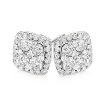 Load image into Gallery viewer, 9ct White Gold Radiant 1/2 Carat Diamond Stud Earrings