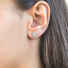 Load image into Gallery viewer, 9ct White Gold Radiant 1/2 Carat Diamond Stud Earrings