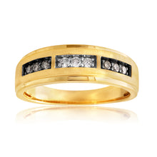 Load image into Gallery viewer, 10ct  Yellow Gold 1/4 Carat Diamond Ring with White and Champagne Diamonds