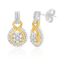 Load image into Gallery viewer, 9ct Elegant White Gold Diamond Drop Earrings