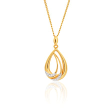 Load image into Gallery viewer, 9ct Yellow Gold Diamond Pendant Set with 2 Brilliant Diamonds