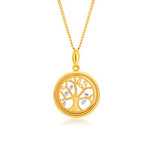 Load image into Gallery viewer, 9ct Yellow Gold &quot;Tree of Life&quot; Diamond Pendant Set with 5 Brilliant Diamonds