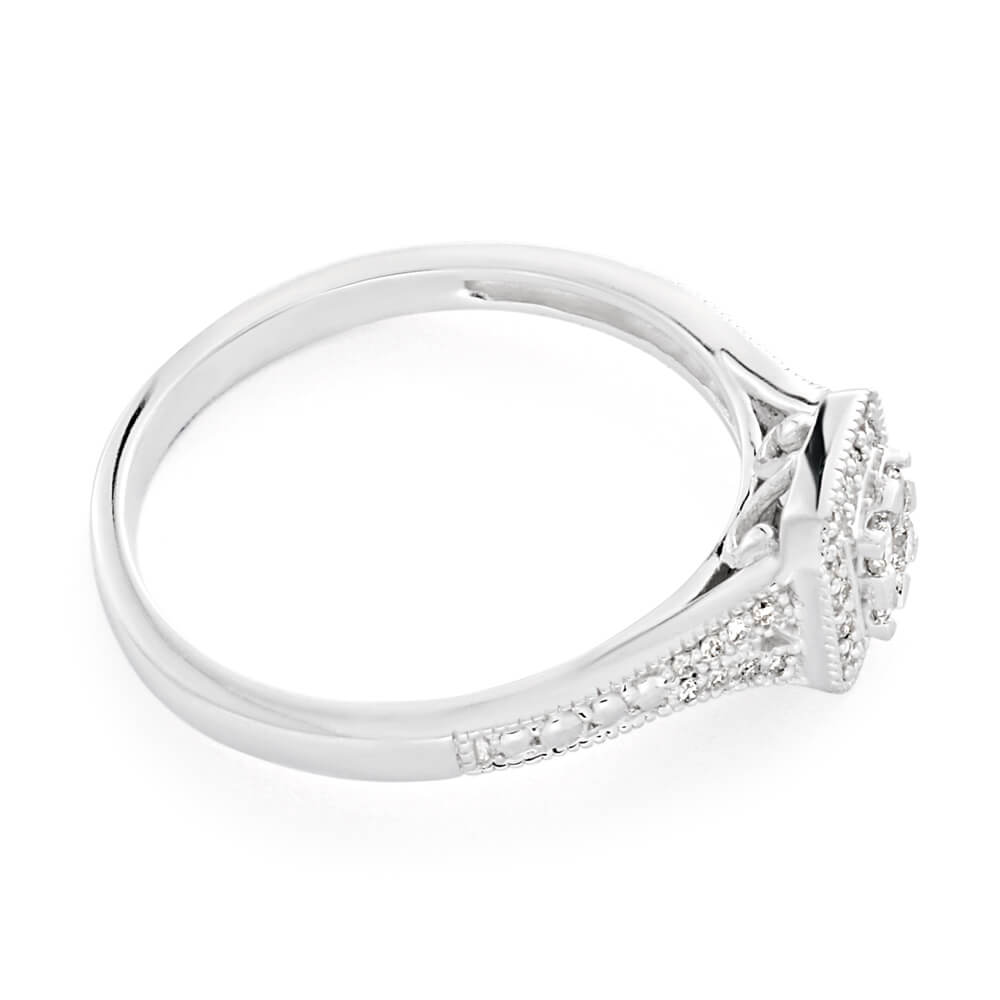 9ct White Gold Diamond Ring Set With 37 Beautiful Diamonds