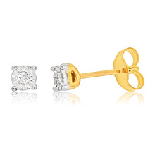Load image into Gallery viewer, 9ct Yellow Gold &amp; White Gold Dazzling Diamond Stud Earrings