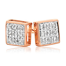 Load image into Gallery viewer, 9ct Rose Gold Stud Earrings With 18 Brilliant Cut Diamonds