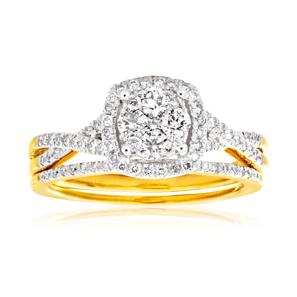 9ct Yellow Gold 1/2 Carat Diamond Bridal set