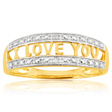Load image into Gallery viewer, 9ct Yellow Gold Diamond &quot;I LOVE YOU&quot; Ring