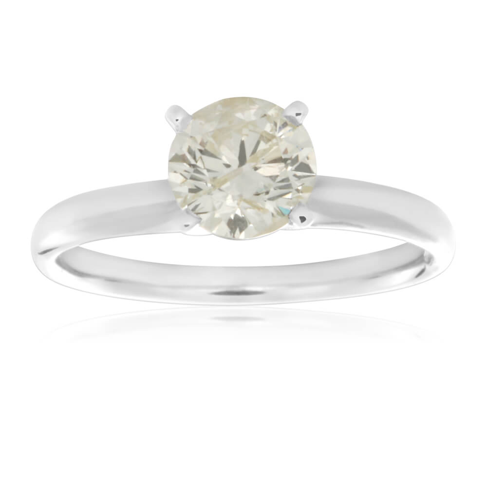 14ct White Gold Solitaire Ring With 1 Carat Brilliant Cut 4 Claw Set Diamond