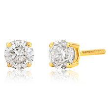 Load image into Gallery viewer, 14ct Yellow Gold Diamond Stud Earrings with Approximately 0.50 Carat of Diamonds
