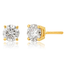 Load image into Gallery viewer, 14ct Yellow Gold Diamond Stud Earrings with Appoximately 1 Carat of Diamonds