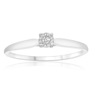 9ct White Gold Solitaire Ring With 1 Diamond