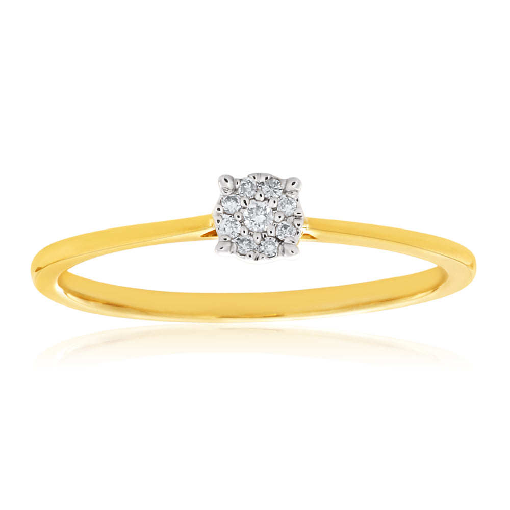 9ct Yellow Gold Ring With 0.05 Carats Of Diamonds and Infinity Detail on Side Profile